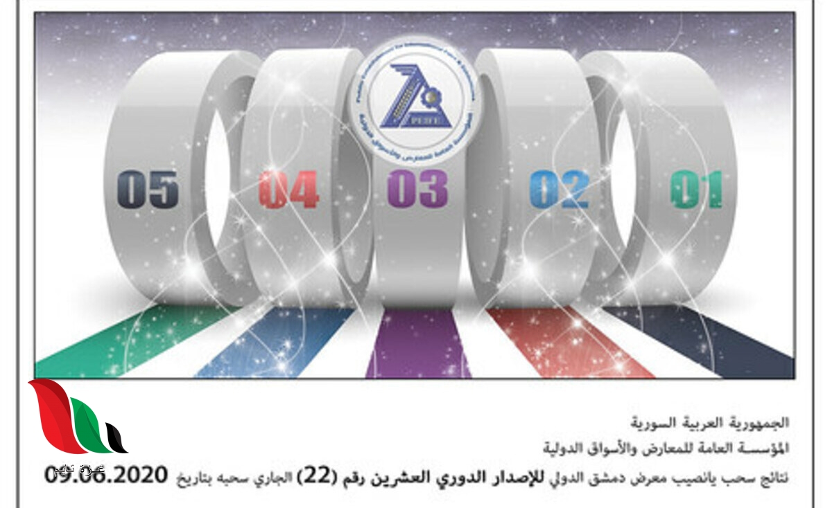 نتائج سحب يانصيب معرض دمشق الدولي 2020 الاصدار الدوري العشرين رقم (22)