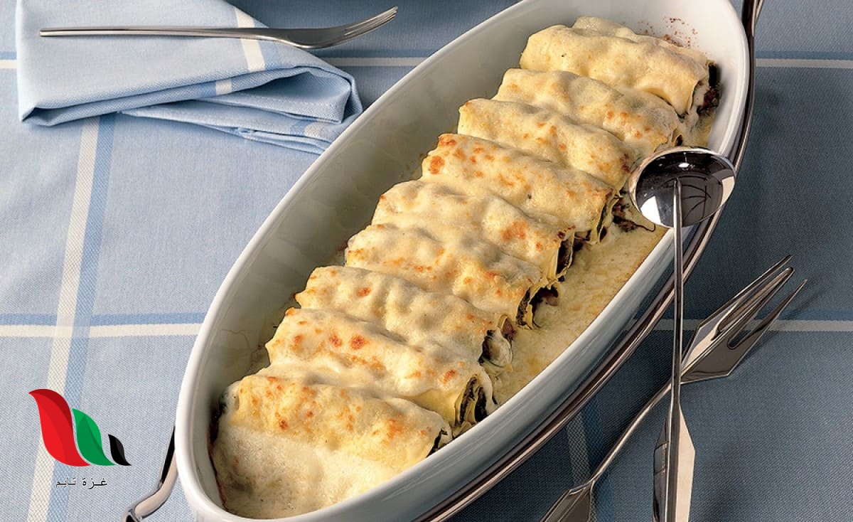 طريقة عمل الكانيلونى الجاهز باللحمة المفرومة والصوص الابيض بالصور