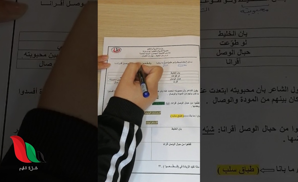 شرح قصيدة بان الخليط للصف العاشر في الاردن